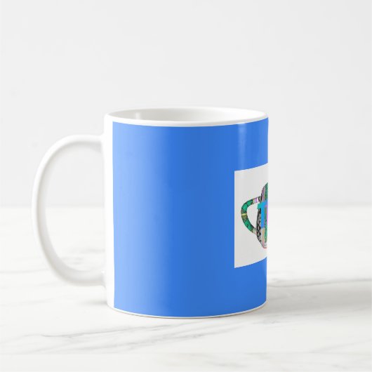 TEA? TEAPOT OP BLAUW KOFFIEMOK (Links)