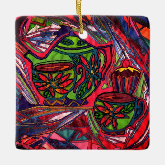 Tea-tijd Keramisch Ornament (Voorkant)