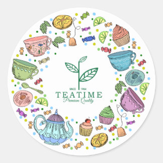 Tea-tijd Ronde Sticker