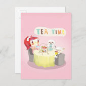 Tea Time Aankondigingskaart (Voorkant / Achterkant)