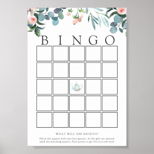 Tea Time Baby Bingo Game Kaart Poster (Voorkant)