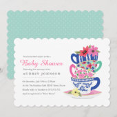 Tea Time Baby shower Uitnodiging (Voorkant / Achterkant)
