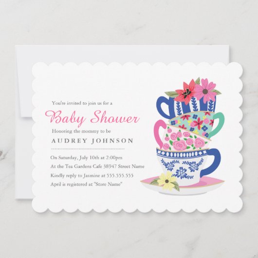 Tea Time Baby shower Uitnodiging (Voorkant)