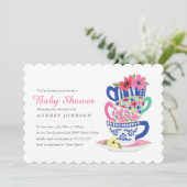 Tea Time Baby shower Uitnodiging (Staand voorkant)