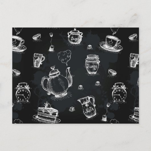Tea Time Black Briefkaart (Voorkant)