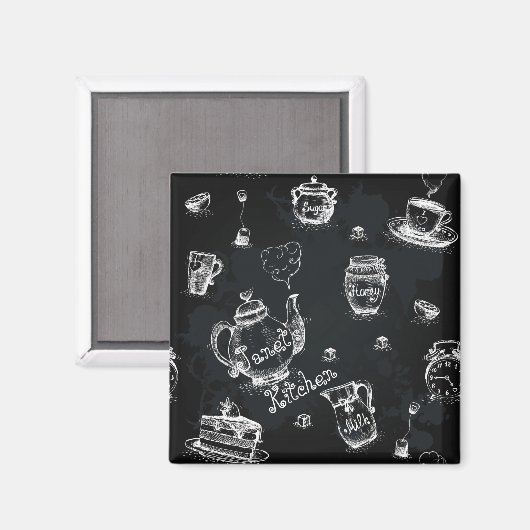 Tea Time Black Magneet (Voorkant / Achterkant)