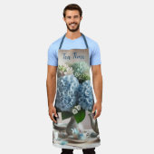 Tea Time Blue Hortensia Bloemen Schort (Gedragen)