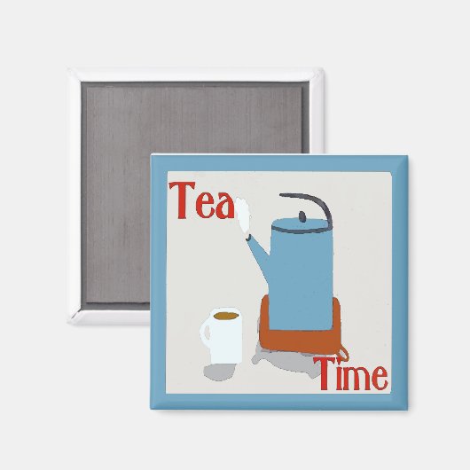 Tea Time Blue Pot Magneet (Voorkant / Achterkant)