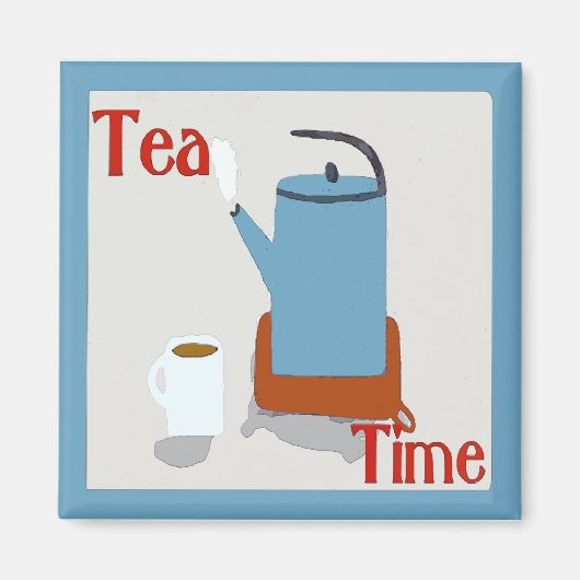 Tea Time Blue Pot Magneet (Voorkant)