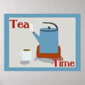 Tea Time Blue Pot Poster (Voorkant)