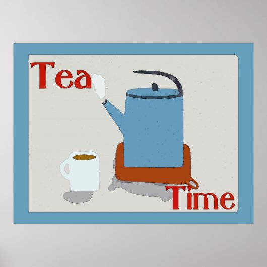 Tea Time Blue Pot Poster (Voorkant)