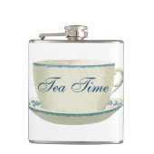 Tea Time Blue Tea Cup Heupfles (Voorkant)