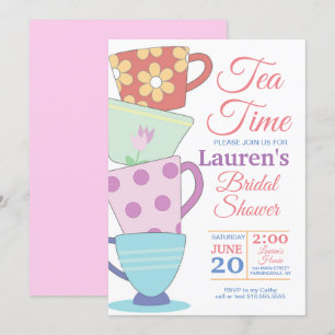 Tea Time Bridal Shower Invitation Kaart