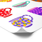 Tea Time Bright Waterverf Cups Keuken Wanddecorati Poster (Hoek)
