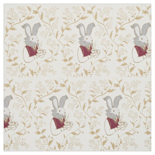 Tea Time Bunny Custom Fabric Stof (Swatch)