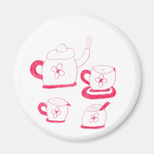 Tea Time Button Magnet (Voorkant)