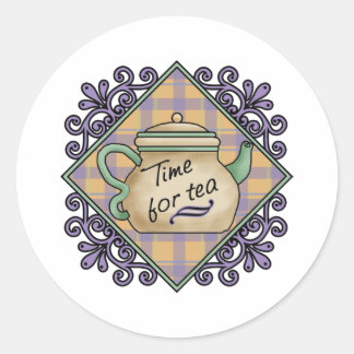 Tea Time Cards, Postage, T - shirts, GIfts Ronde Sticker