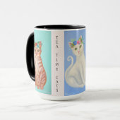Tea Time Cats Whimsical Art Mok (Voorkant links)