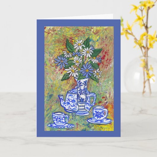 Tea Time Daisies, blanco binnenin Kaart (Gele Bloem)