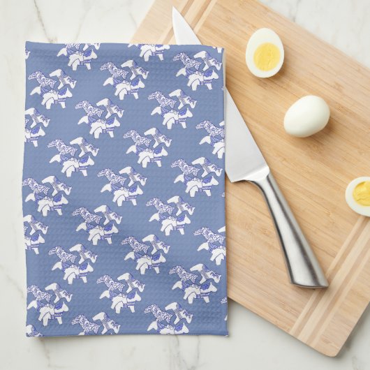 Tea Time Dala Horses Theedoek (Quarter Fold)