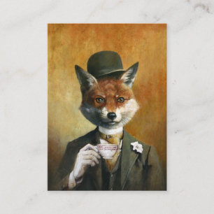 Tea Time de heer Fox ACEO Visitekaartje