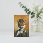 Tea Time de heer Fox ACEO Visitekaartje (Staand voorkant)