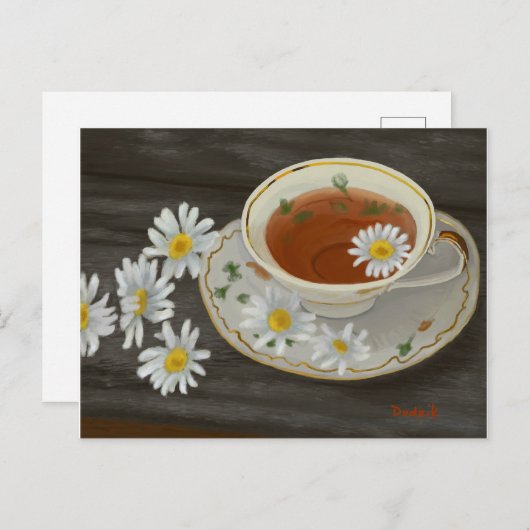 Tea Time Flowers Briefkaart (Voorkant / Achterkant)