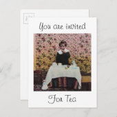 Tea Time for One  Victoriaans Little Boy Uitnodiging Briefkaart (Voorkant / Achterkant)