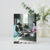 Tea Time for Two in Old Japan  Geisha Briefkaart (Staand voorkant)