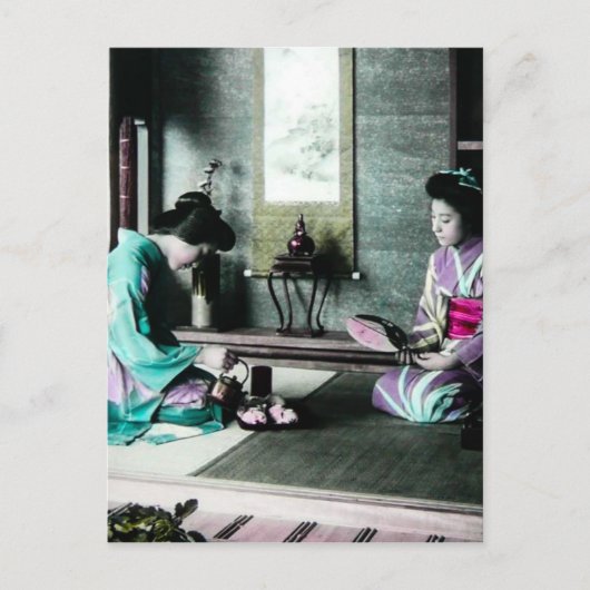 Tea Time for Two in Old Japan  Geisha Briefkaart (Voorkant)