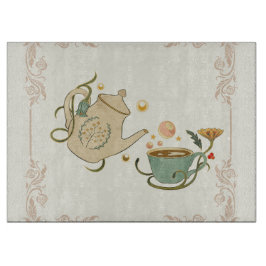 Tea Time Graphic Design, Light Beige Background Snijplank