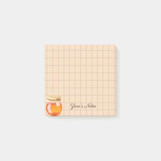 Tea Time Honey Pot Personalized Grid Sticky Notes (Voorkant)