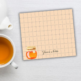Tea Time Honey Pot Personalized Grid Sticky Notes