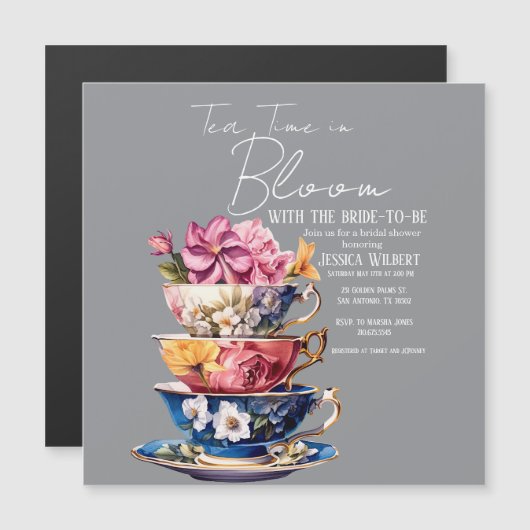 Tea Time in Bloom Bridal Shower Invite (Voorkant / Achterkant)