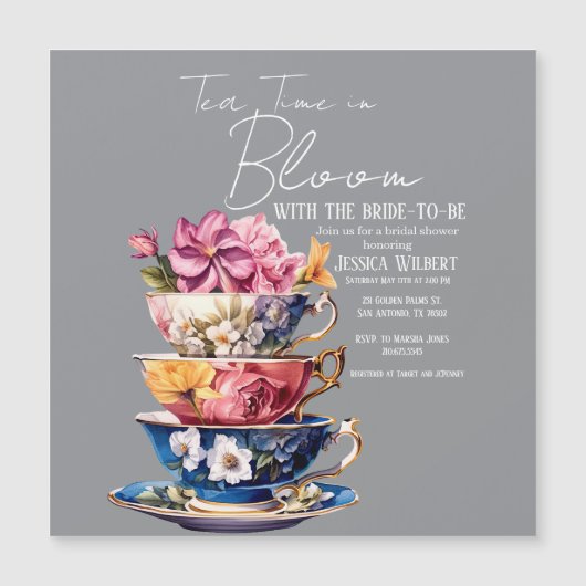 Tea Time in Bloom Bridal Shower Invite (Voorkant)