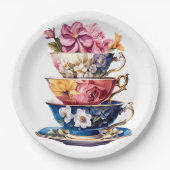 Tea Time in Bloom Bridal Shower Paper Plates Papieren Bordje (Voorkant)