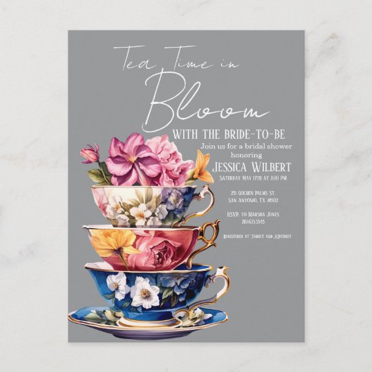 Tea Time in Bloom Briefkaart (Voorkant)