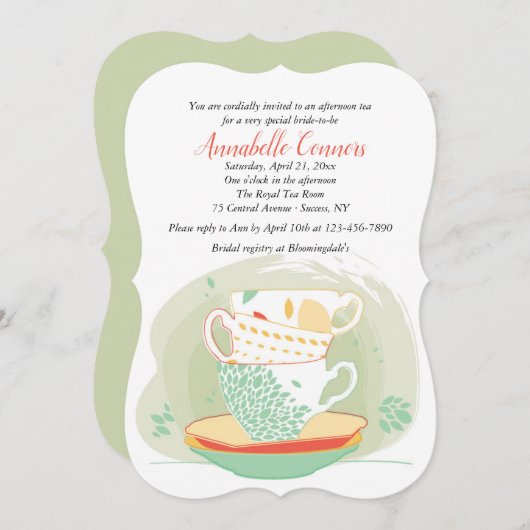 Tea Time Invitation Kaart (Voorkant / Achterkant)