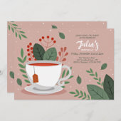 Tea Time Invitation Kaart (Voorkant / Achterkant)