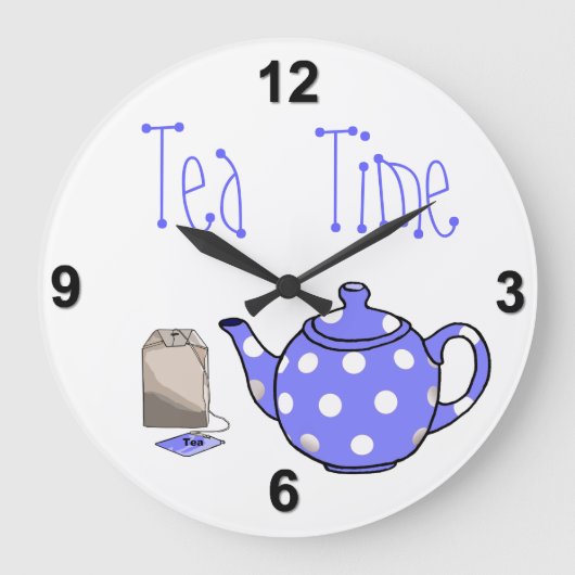 Tea Time Iris Blue & White Kitchen Grote Klok (Voorkant)