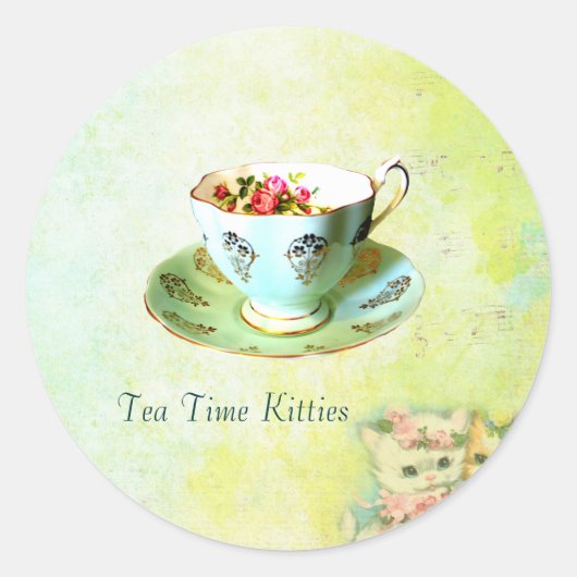 Tea Time Katten sticker (Voorkant)