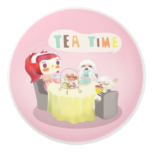 Tea Time Keramische Knop (Voorkant)