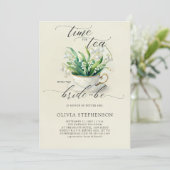 Tea Time Lily van Valley Calligrafie Vrijgezellenf Kaart (Staand voorkant)