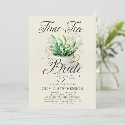 Tea Time Lily van Valley Elegant Chic Vrijgezellen Kaart (Staand voorkant)