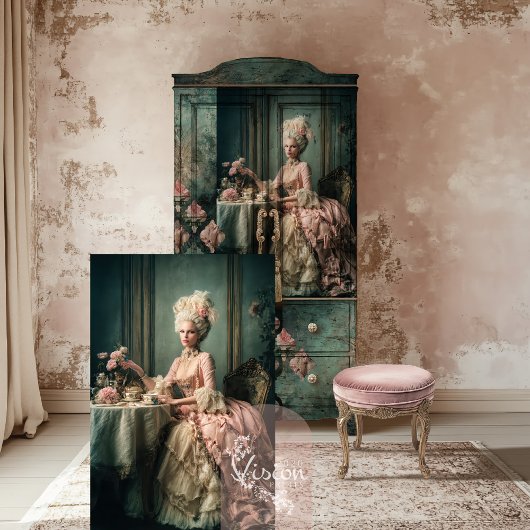 Tea Time Mary Antoinette Portret Vrouwe Zittend Tissuepapier