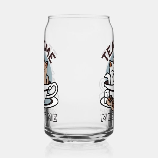 Tea Time Meow Time - Schattige kat en thee ontwerp Blikvorm Glas (Rechts)