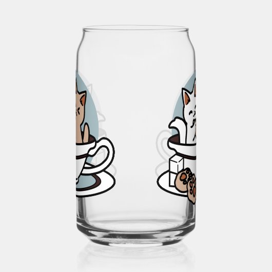 Tea Time Meow Time - Schattige kat en thee ontwerp Blikvorm Glas (Links)