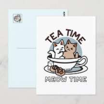 Tea Time Meow Time - Schattige kat en thee ontwerp