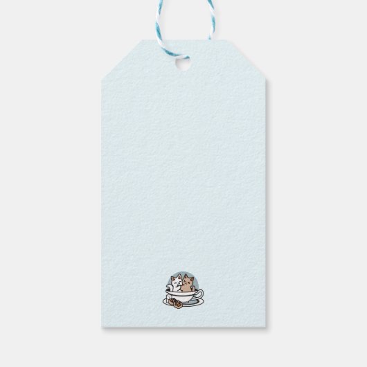 Tea Time Meow Time - Schattige kat en thee ontwerp Cadeaulabel (Achterkant)