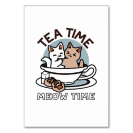 Tea Time Meow Time - Schattige kat en thee ontwerp Kaart
